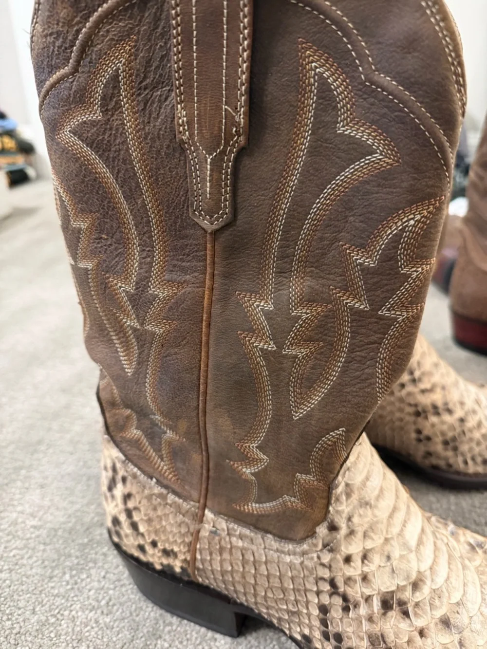 Tecovas Brown and White Leather Western Boots- Limited Edition The Barton - Picture 3 of 7